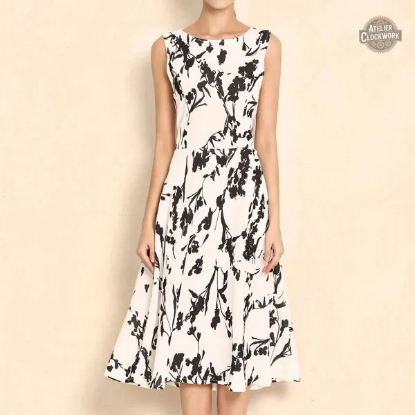 Robe blanche avec éléments floraux pour look vintage