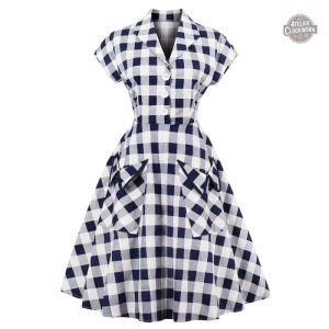 Robe Longue Bleu et Blanche - Damier Vintage