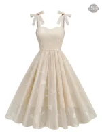 Robe féminine à bretelles nouées, style victorien
