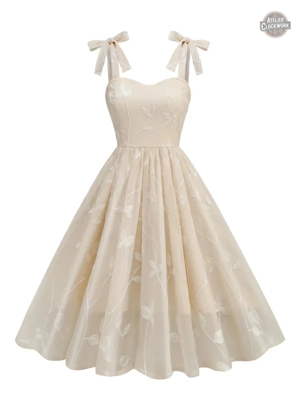 Robe féminine à bretelles nouées, style victorien