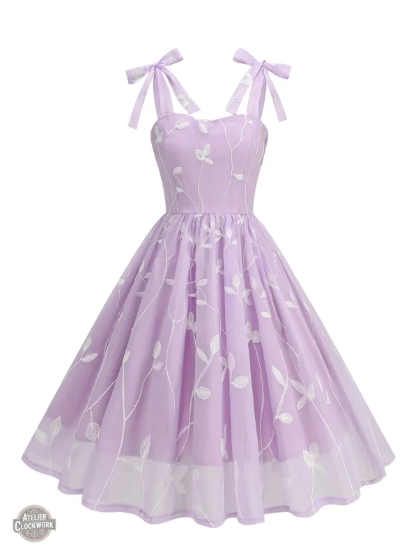Robe à bretelles nouées, look rétro chic