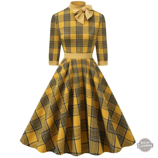 robe-carreaux-jaune-1 Robe vintage à carreaux écossais pour look steampunk