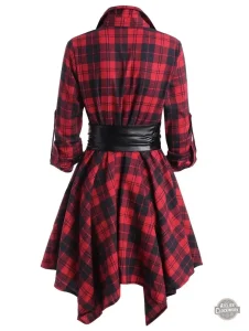 Robe Tartan Ceinturée avec ourlet mouchoir