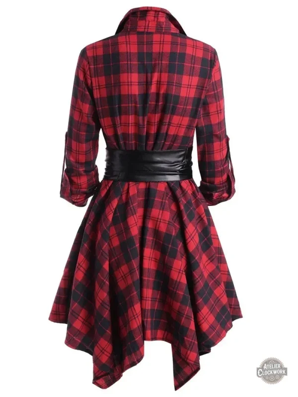 Robe Tartan Ceinturée avec ourlet mouchoir