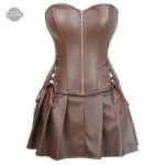 Robe corset en cuir sexy avec jupe burlesque