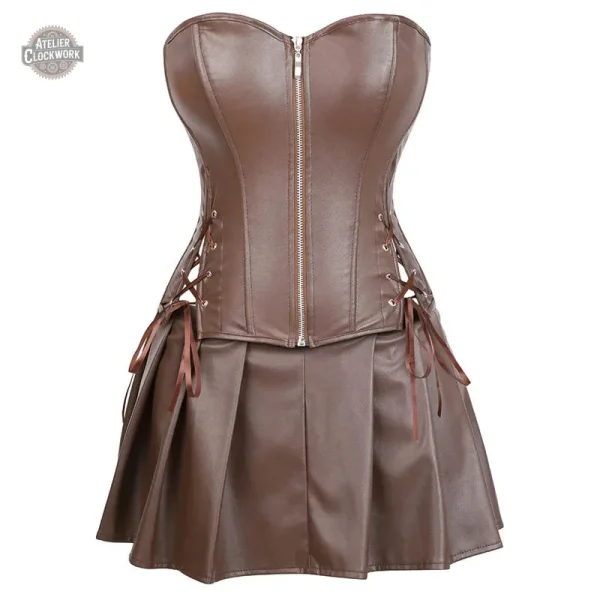 Robe corset en cuir sexy avec jupe burlesque