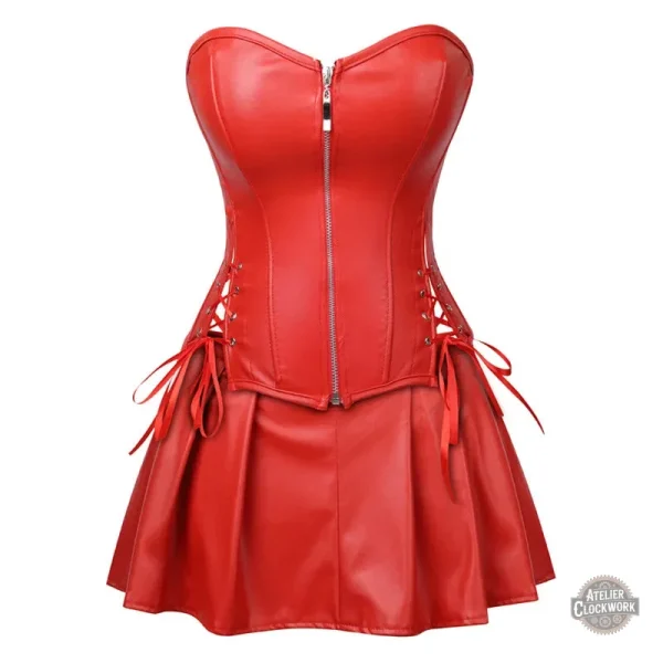 Robe sexy en cuir avec corset et jupe