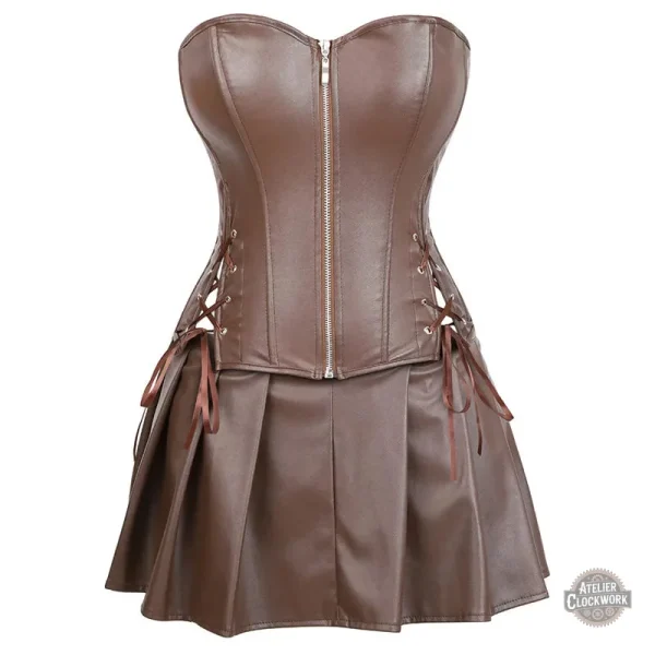 Robe en cuir avec corset sexy et jupe ample