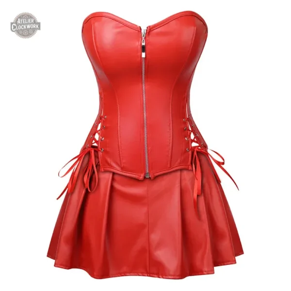 Robe corset sexy en cuir avec jupe stylée