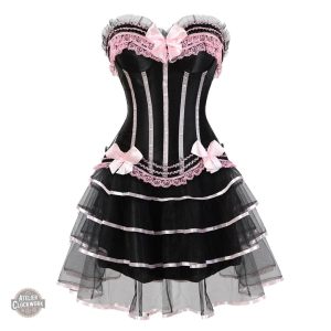 Robe Corset Rose et Noir pour une tenue Steampunk