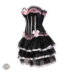 Robe Victorienne Steampunk en rose et noir
