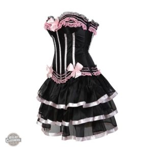Robe Victorienne Steampunk en rose et noir