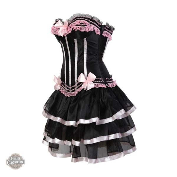 Robe Victorienne Steampunk en rose et noir
