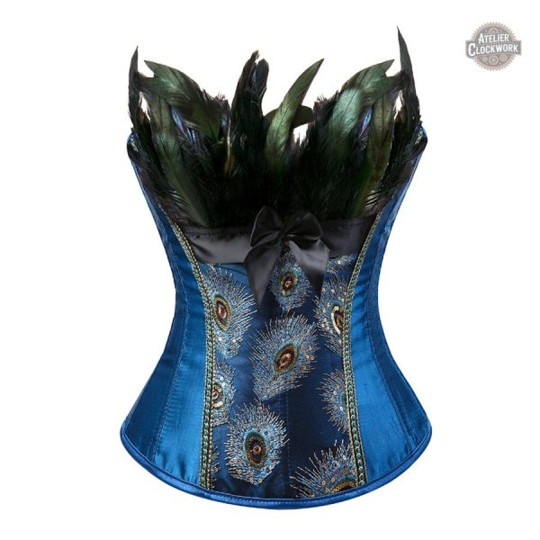 Robe Steampunk avec design de paon coloré