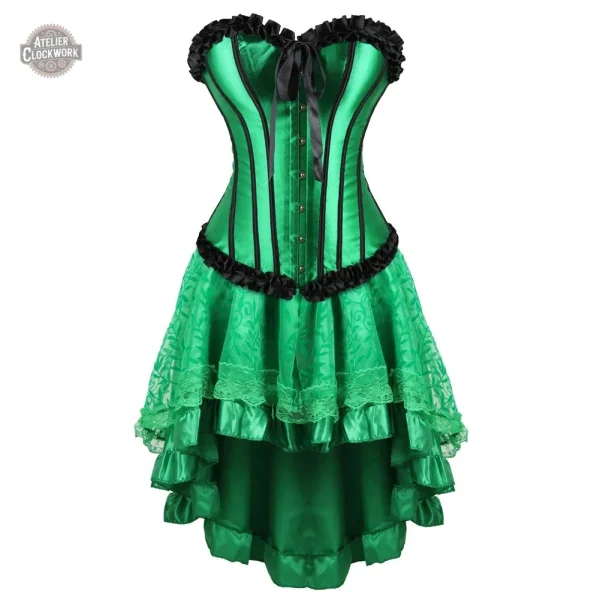 Style steampunk : robe corset femme vert