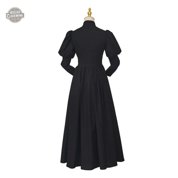 Mode Steampunk féminine, robe de deuil 1880 raffinée