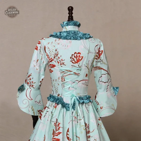Robe bleue à l'esthétique Steampunk pour femme unique