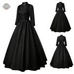 Robe noire élégante au style steampunk féminin