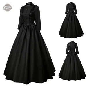 Robe noire élégante au style steampunk féminin