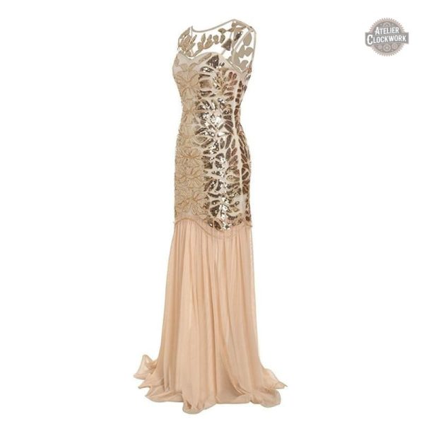 Tenue victorienne Steampunk élégante avec bustier doré