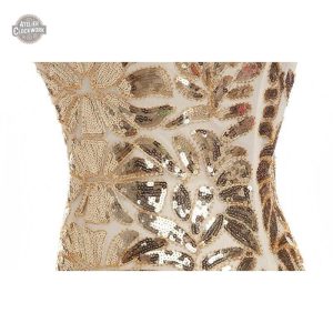 Robe femme Steampunk avec détails de bustier en or