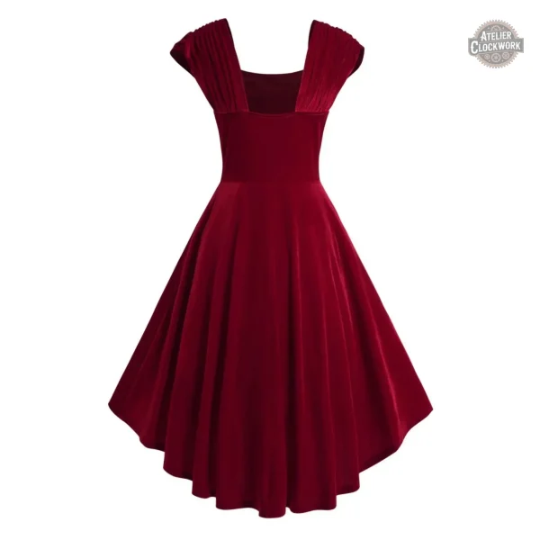 Robe Victorienne Steampunk Rouge pour Femme