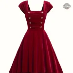 Robe Steampunk en Velours Rouge Élégante
