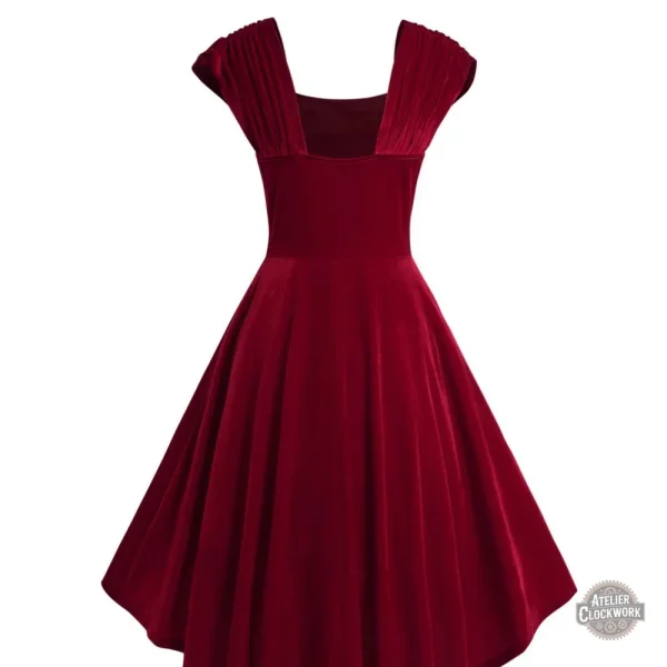 Robe Vintage en Velours Rouge pour Style Unique