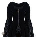 Robe Noire Steampunk avec Dentelle Élégante