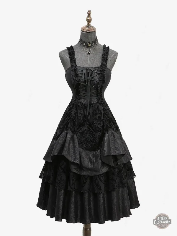 Robe Gothique Nocturne à Volants
