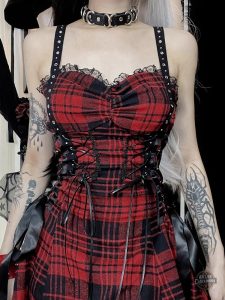 Robe Harajuku rouge style gothique