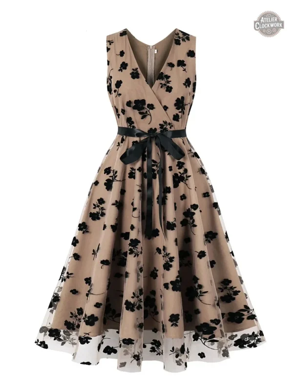 robe-longue-ete-kaki-1 Robe Longue Kaki Steampunk pour Femme