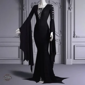 Robe gothique longue avec manches pour un look steampunk