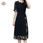 Robe noire fleurie style steampunk pour femme