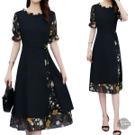 Robe florale noire, fusion de passé et futur