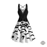 Robe Steampunk Noir et Blanc - Imprimé Chauve-souris