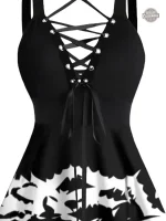Robe Noir et Blanc avec Motif Chauve-souris