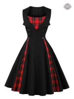 Robe femme noire et rouge - Élégance victorienne gothique