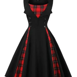 Robe femme noire et rouge - Élégance victorienne gothique