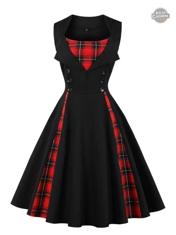 robe-noir-et-rouge-femme-1 Robe femme noire et rouge - Élégance victorienne gothique