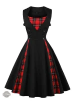Robe femme au style victorien, noir et rouge, chic et sombre
