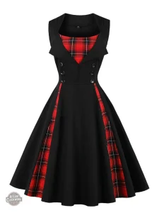 Robe femme au style victorien, noir et rouge, chic et sombre
