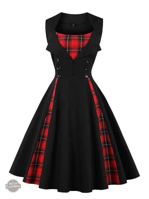 Robe femme au style victorien, noir et rouge, chic et sombre