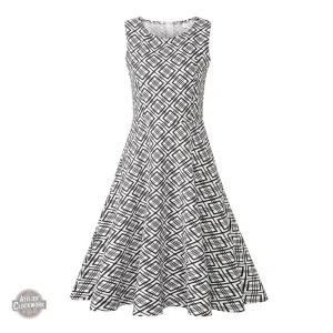Robe Damier Noir et Blanc Victorienne Steampunk