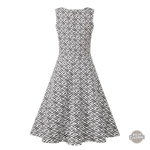 Robe Steampunk élégante à damier noir et blanc