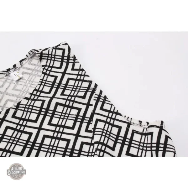 Robe femme vintage style victorien à motif damier