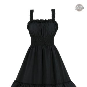 Robe Noire Bretelles - Goth Style élégante