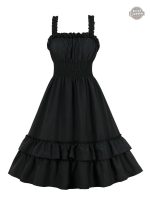 Robe gothique noire avec bretelles délicates