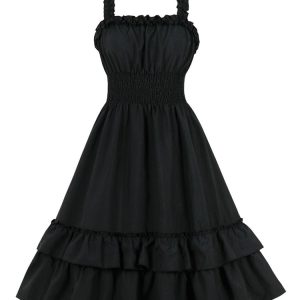 Robe gothique noire avec bretelles délicates