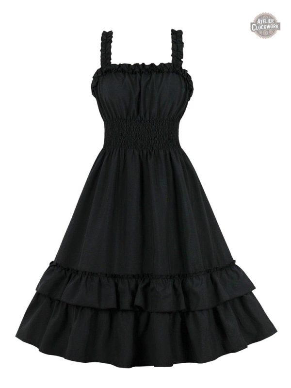 Robe gothique noire avec bretelles délicates